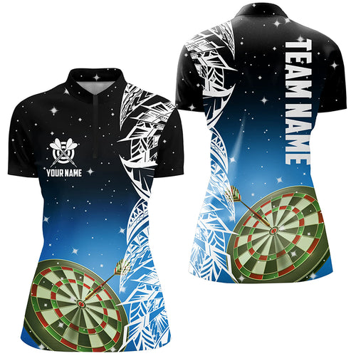 3D Dart Board Blue Version Women Quarter-Zip Shirts Custom Dart League Shirts Dart Jerseys TDM1201