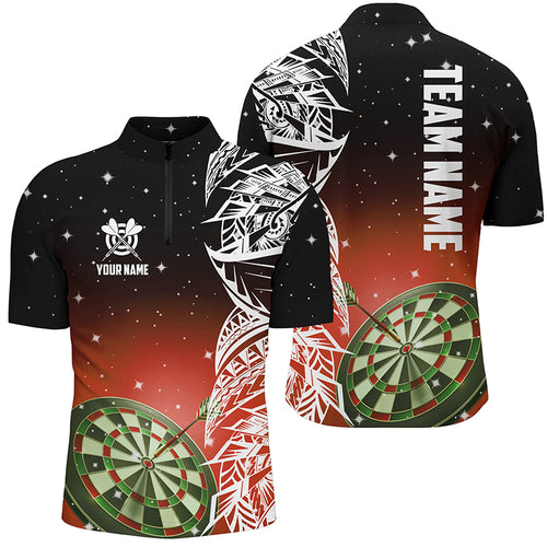 3D Dart Board Red Version Men Quarter-Zip Shirts Custom Dart League Shirts Dart Jerseys TDM1202