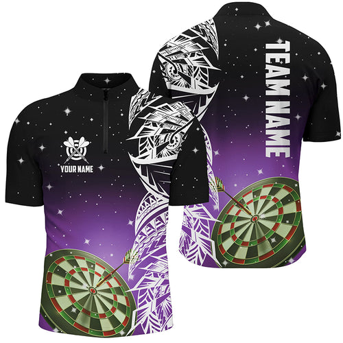 3D Dart Board Purple Version Men Quarter-Zip Shirts Custom Dart League Shirts Dart Jerseys TDM1203