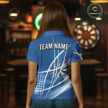 Load image into Gallery viewer, Blue Darts Jersey For Women Custom Light Streaks Darts Tournament Team Shirt Polo &amp; Quarter Zip TDM6026