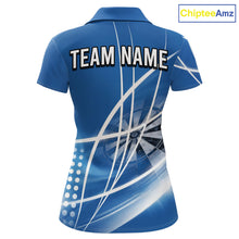 Load image into Gallery viewer, Blue Darts Jersey For Women Custom Light Streaks Darts Tournament Team Shirt Polo &amp; Quarter Zip TDM6026