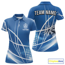 Load image into Gallery viewer, Blue Darts Jersey For Women Custom Light Streaks Darts Tournament Team Shirt Polo &amp; Quarter Zip TDM6026