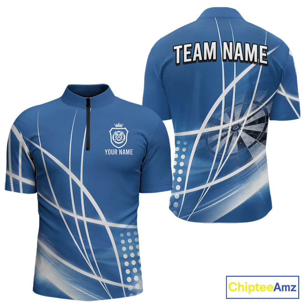 Blue Darts Jersey For Men Custom Light Streaks Darts Tournament Team Shirt Polo & Quarter Zip TDM6026