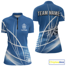 Load image into Gallery viewer, Blue Darts Jersey For Women Custom Light Streaks Darts Tournament Team Shirt Polo &amp; Quarter Zip TDM6026