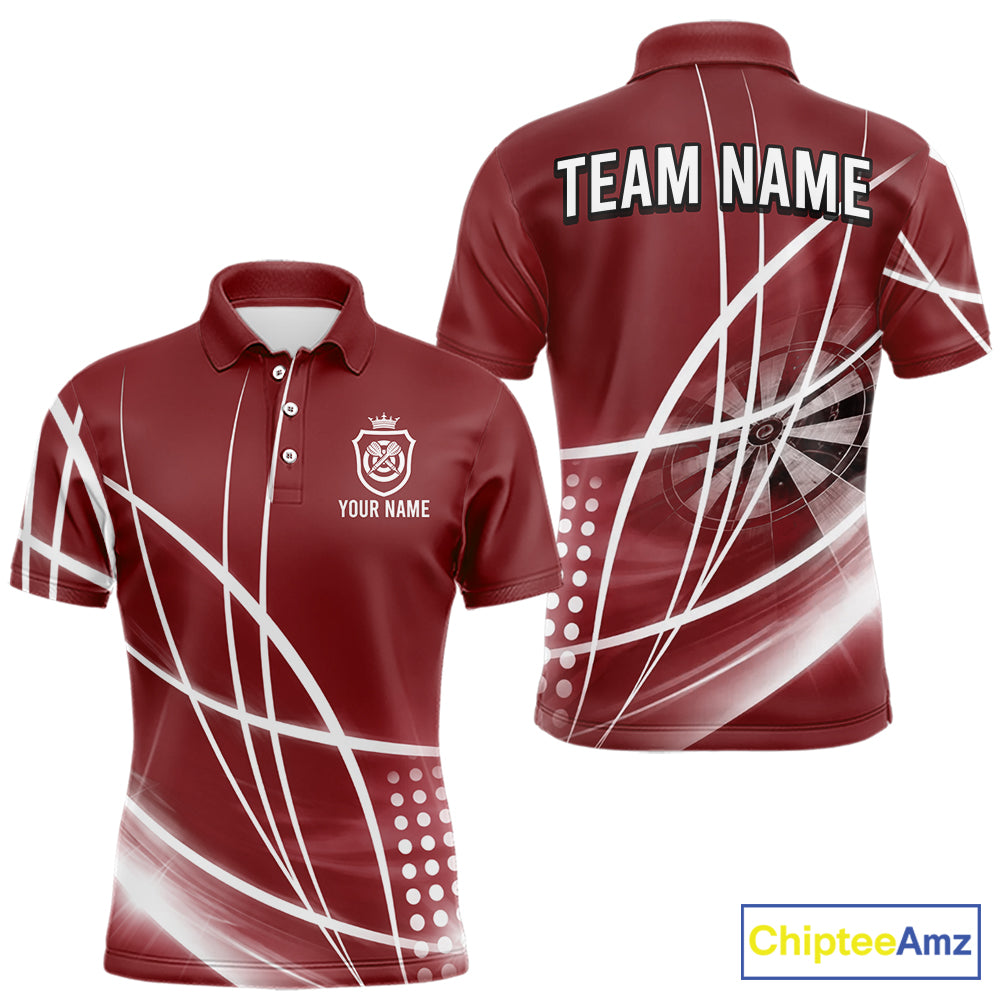 Red Darts Jersey For Men Custom Light Streaks Darts Tournament Team Shirt Polo & Quarter Zip TDM6027