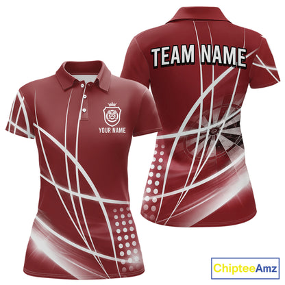 Red Darts Jersey For Women Custom Light Streaks Darts Tournament Team Shirt Polo & Quarter Zip TDM6027