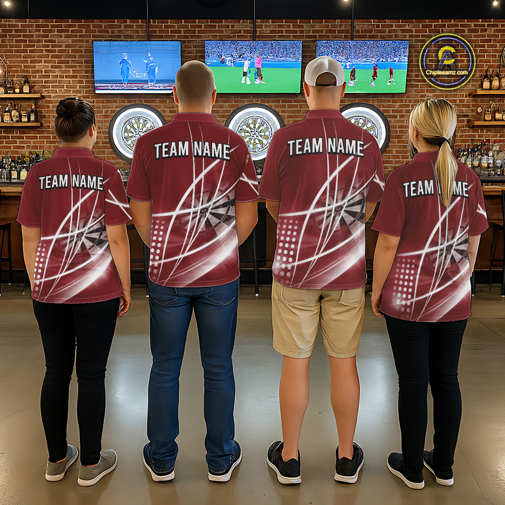 Red Darts Jersey For Men Custom Light Streaks Darts Tournament Team Shirt Polo & Quarter Zip TDM6027