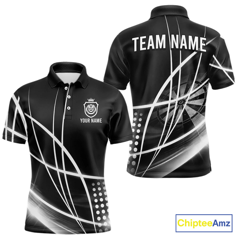 Black And White Darts Jersey For Men Custom Light Streak Darts Team Shirt Polo & Quarter Zip TDM6028