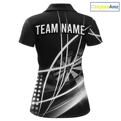 Black And White Darts Jersey For Women Custom Light Streak Darts Team Shirt Polo & Quarter Zip TDM6028