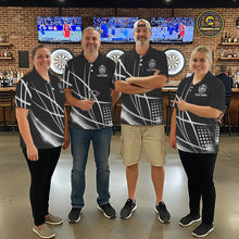 Load image into Gallery viewer, Black And White Darts Jersey For Men Custom Light Streak Darts Team Shirt Polo &amp; Quarter Zip TDM6028