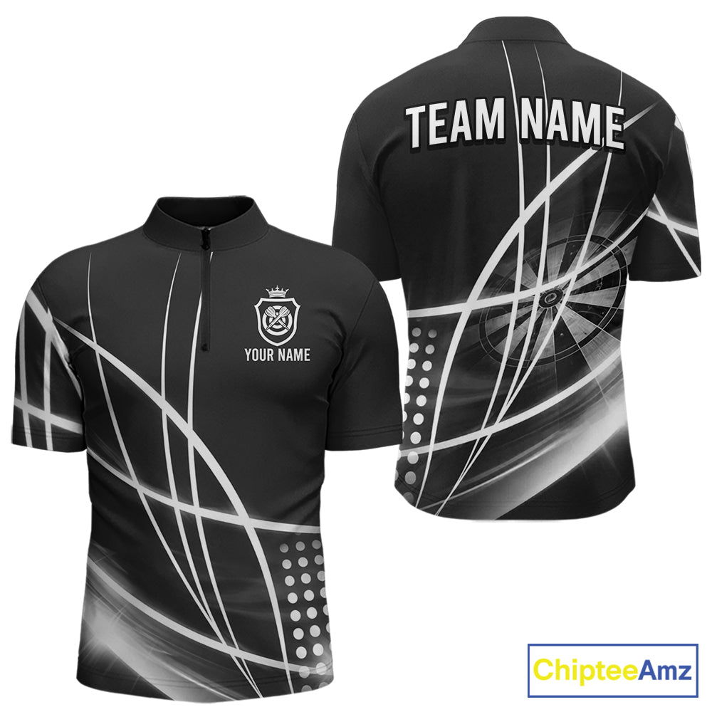 Black And White Darts Jersey For Men Custom Light Streak Darts Team Shirt Polo & Quarter Zip TDM6028