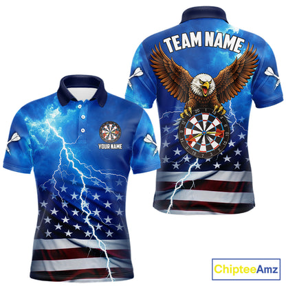 Blue Lightning American Flag Eagle Dart Shirt With Pocket Option For Men TDM6030