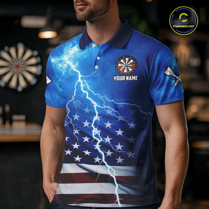Blue Lightning American Flag Eagle Dart Shirt With Pocket Option For Men TDM6030