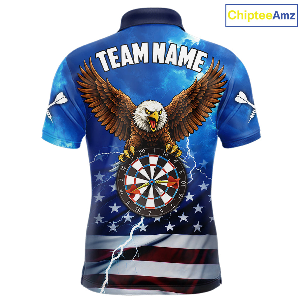 Blue Lightning American Flag Eagle Dart Shirt With Pocket Option For Men TDM6030