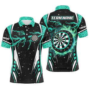 Personalized Thunder Lightning Turquoise Dart Jersey Men Polo Shirts Custom Team League Dart Shirts TDM1398