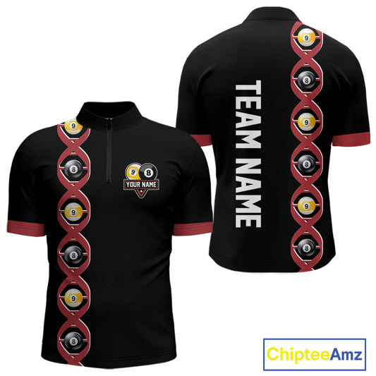 DNA Billiard 8 Ball & 9 Ball Shirts For Men Custom Funny Pool Billiard Jerseys Team Polo & 1/4 Zip TDM3863
