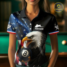 Load image into Gallery viewer, American Flag Eagle 8 Ball Womens Billiard Polo &amp; 1/4 Zip Custom Patriotic Team Billiard Pool Jersey TDM3866