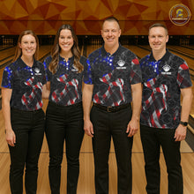 Load image into Gallery viewer, Custom American Flag Smoke Bowling Shirt For Women, Patriotic Team Bowling Jersey Polo &amp; 1/4 Zip TDM6290