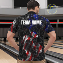 Load image into Gallery viewer, Custom American Flag Smoke Bowling Shirt For Men, Patriotic Team Bowling Jersey Polo &amp; 1/4 Zip TDM6290