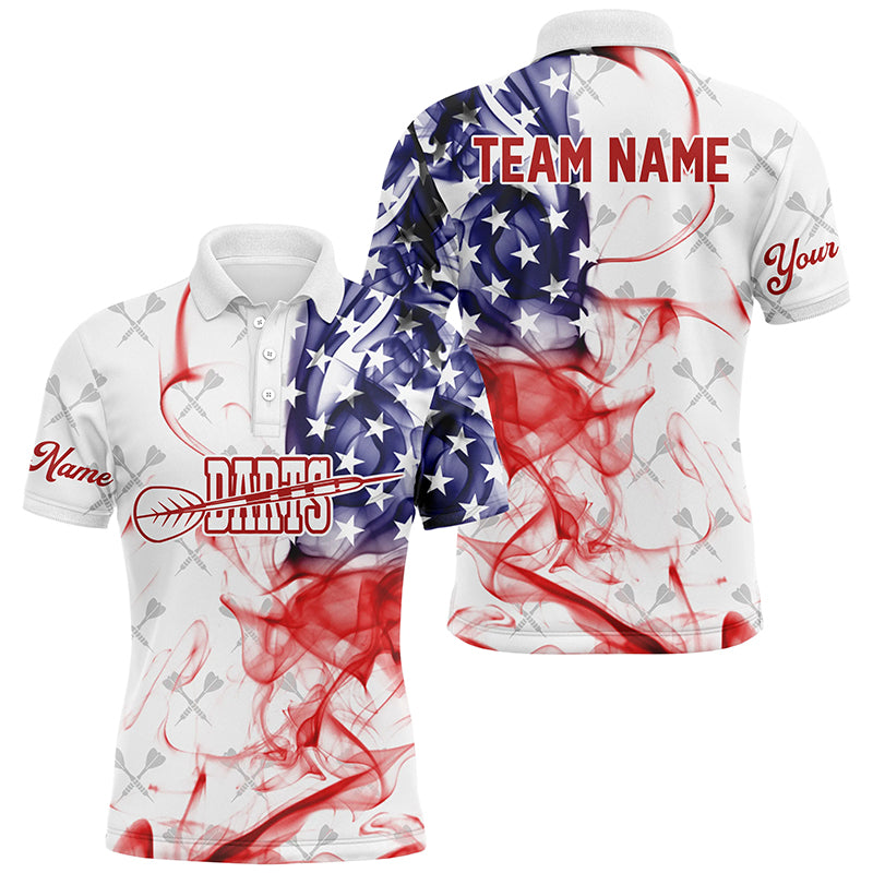 Customized White Darts Pattern American Flag Smoke Men Darts Shirts Custom Patriotic Darts Jersey TDM1587