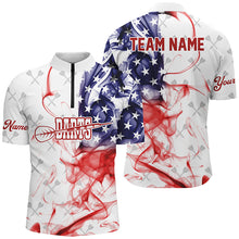 Load image into Gallery viewer, Customized White Darts Pattern American Flag Smoke Men Darts Shirts Custom Patriotic Darts Jersey TDM1587