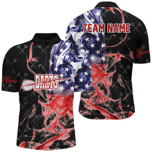 Load image into Gallery viewer, Customized Black Darts Pattern American Flag Smoke Men Darts Shirts Custom Patriotic Darts Jersey TDM1588