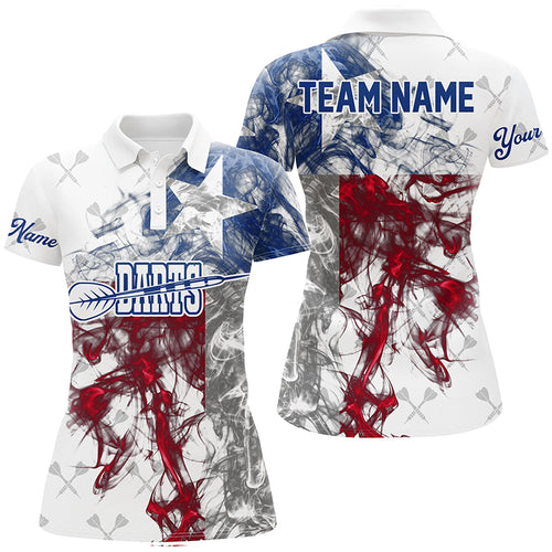 Customized Darts Pattern Grunge Texas Flag Smoke Women Darts Shirts Custom Patriotic Darts Jersey TDM1590