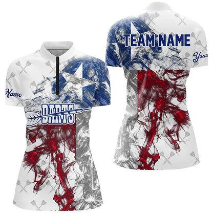 Customized Darts Pattern Grunge Texas Flag Smoke Women Darts Shirts Custom Patriotic Darts Jersey TDM1590