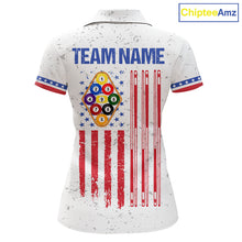 Load image into Gallery viewer, White American Flag 9 Ball Billiard Shirt For Women Custom Patriotic Pool Team Jersey Polo &amp; 1/4 Zip TDM6702