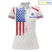 Load image into Gallery viewer, White American Flag 9 Ball Billiard Shirt For Women Custom Patriotic Pool Team Jersey Polo &amp; 1/4 Zip TDM6702