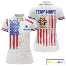 Load image into Gallery viewer, White American Flag 9 Ball Billiard Shirt For Women Custom Patriotic Pool Team Jersey Polo &amp; 1/4 Zip TDM6702