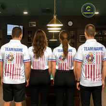 Load image into Gallery viewer, White American Flag 9 Ball Billiard Shirt For Women Custom Patriotic Pool Team Jersey Polo &amp; 1/4 Zip TDM6702