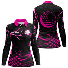 Load image into Gallery viewer, Personalized Pink Golf Ball Point Pattern Custom Womens Golf Polo Shirts, Team Ladies Golf Apparel TDM1980