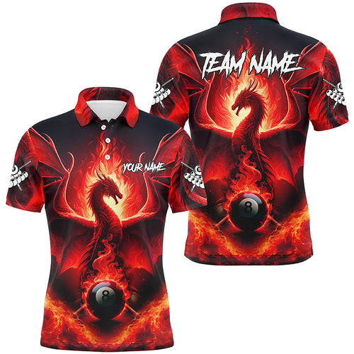 Personalized Red Dragon 8 Ball Pool Fire Flame Men Billiard Shirts Team League Billiard Jerseys TDM2180