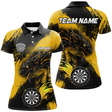 Load image into Gallery viewer, Yellow Grunge Custom Dragon Darts Polo &amp; Quarter Zip Shirt For Women, Darts League Jerseys Uniform TDM2690