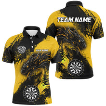 Load image into Gallery viewer, Yellow Grunge Custom Dragon Darts Polo &amp; Quarter Zip Shirt For Men, Darts League Jerseys Uniform TDM2690