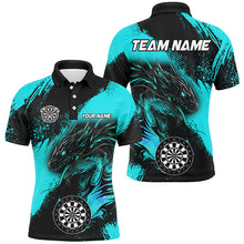 Load image into Gallery viewer, Turquoise Grunge Custom Dragon Darts Polo &amp; Quarter Zip Shirt For Men, Darts League Jerseys Uniform TDM2691