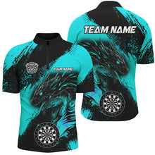 Load image into Gallery viewer, Turquoise Grunge Custom Dragon Darts Polo &amp; Quarter Zip Shirt For Men, Darts League Jerseys Uniform TDM2691