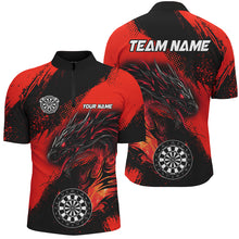 Load image into Gallery viewer, Red Grunge Custom Dragon Darts Polo &amp; Quarter Zip Shirt For Men, Darts League Jerseys Uniform TDM2692