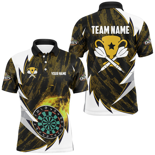 Personalized Darts Tournament Shirts Custom Fire Darts Shirts For Men, Darts Team Jerseys |Yellow TDM2693