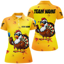 Load image into Gallery viewer, Yellow Funny Turkey Women Darts Shirts Custom Thanksgiving Shirts For Darts Lover, Darts Jerseys TDM2696