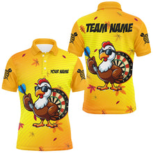 Load image into Gallery viewer, Yellow Funny Turkey Men Darts Shirts Custom Thanksgiving Shirts For Darts Lover, Darts Jerseys TDM2696