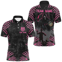 Load image into Gallery viewer, Funny Claw Death Skeleton Men Darts Shirts Custom Grunge Pink Black Scary Halloween Darts Jerseys TDM2697