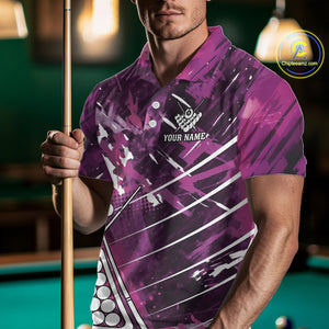 Purple Grunge US Flag Billiard Shirt For Men Custom 8 Ball Pool Team Shirt, Billiard Jersey TDM4969