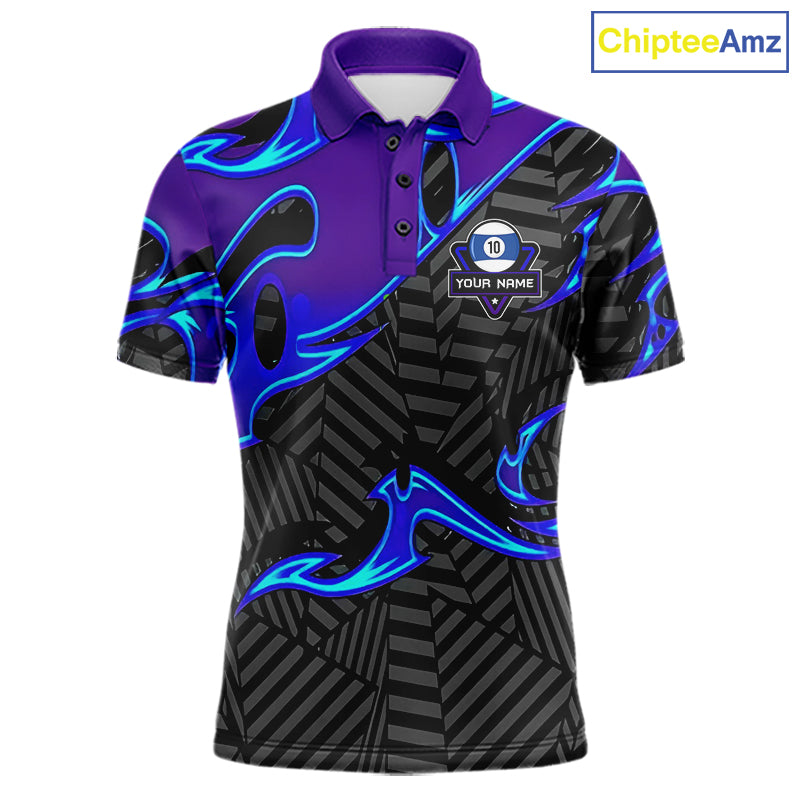 Personalized Blue Purple 10 Ball Pool Billiard Shirts For Men Custom 10 Ball Billiard Team Jersey TDM7808