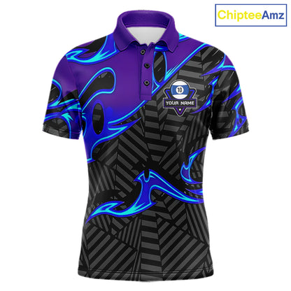 Personalized Blue Purple 10 Ball Pool Billiard Shirts For Men Custom 10 Ball Billiard Team Jersey TDM7808