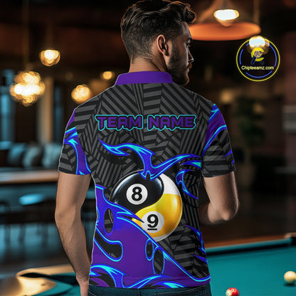 Personalized Blue Purple Yin-Yang Billiard Shirts For Men Custom 8 Ball & 9 Ball Pool Team Jersey TDM7809