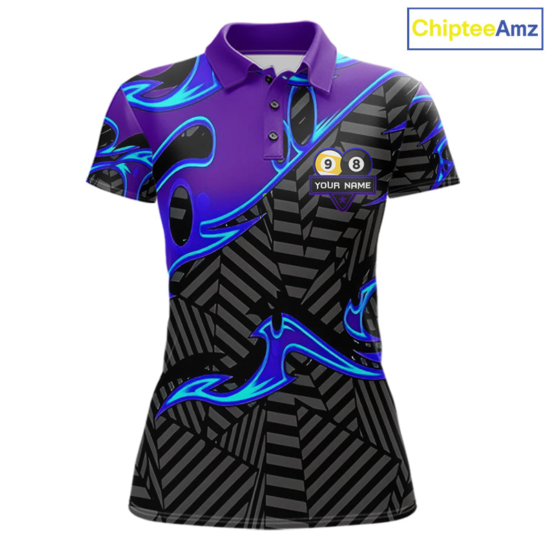 Personalized Blue Purple Yin-Yang Billiard Shirts For Women Custom 8 Ball & 9 Ball Pool Team Jersey TDM7809