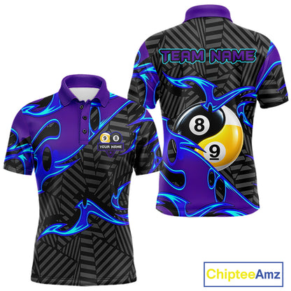 Personalized Blue Purple Yin-Yang Billiard Shirts For Men Custom 8 Ball & 9 Ball Pool Team Jersey TDM7809