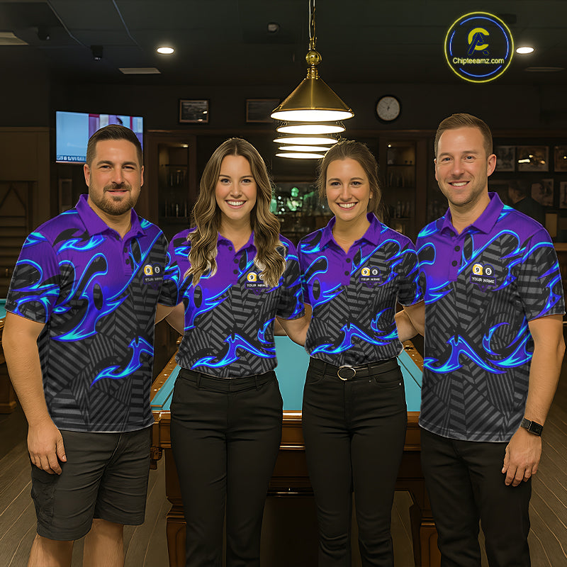 Personalized Blue Purple Yin-Yang Billiard Shirts For Women Custom 8 Ball & 9 Ball Pool Team Jersey TDM7809